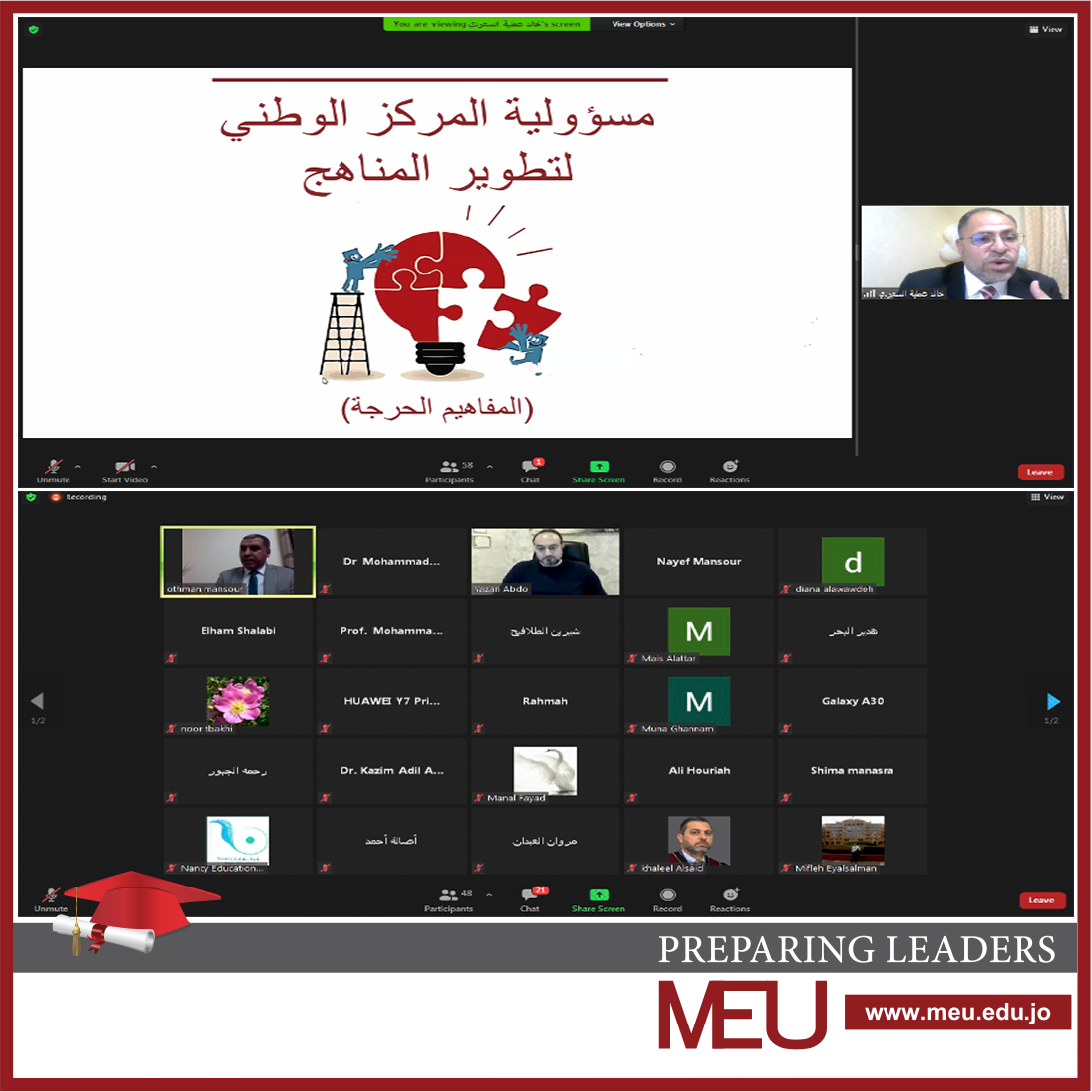 جامعة الشرق الأوسط MEU تعقد ندوة تربوية بعنوان " العودة إلى المدرسة بعد جائحة كورونا " 