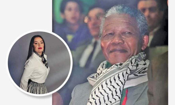 شريهان تشارك صورة لمانديلا بالكوفية الفلسطينية