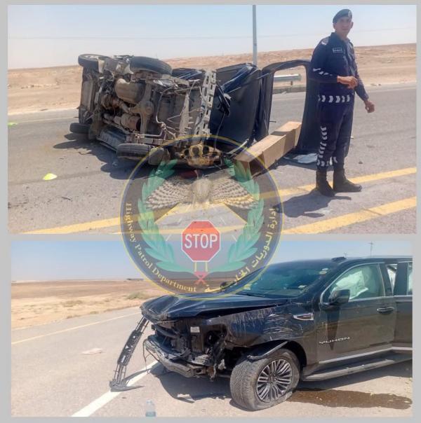 إعاقة مرورية إثر حادث تصادم مركبة على طريق الزرقاء-الأزرق