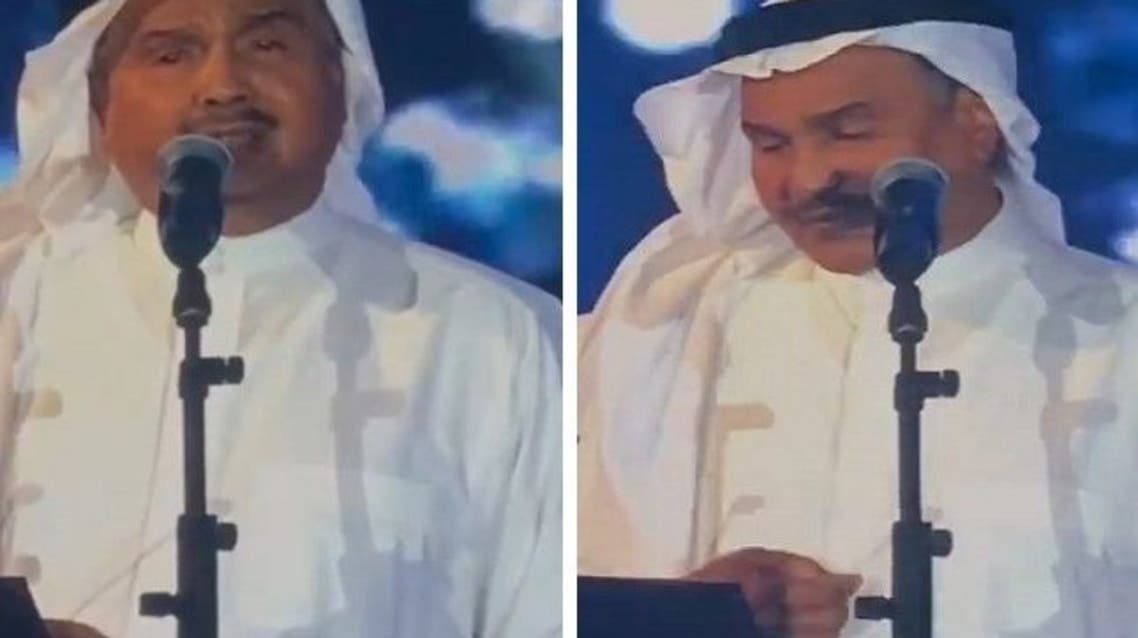 بالفيديو  ..  فنان العرب يبكي على مسرح جدة ..  وابنه "إعجاز بالأداء"