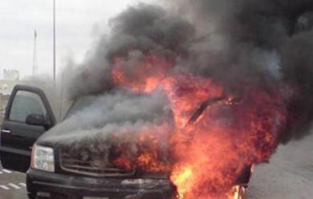 إصابة شخصين اثر حريق مركبة في محافظة اربد 