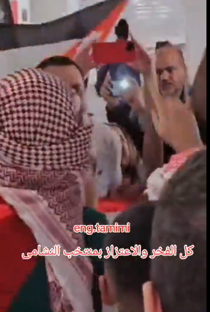 احتفالات قبل مباراة منتخب النشامى في قطر 