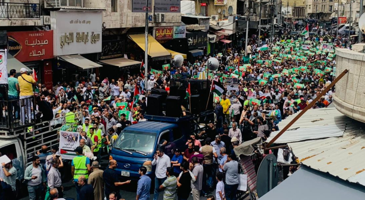 مسيرة في عمان تنديدا باستمرار عدوان الاحتلال على غزة