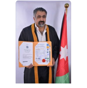 جامعة سمارت الانجليزية تمنح درجة ( البروفسور ) للدكتور حسين العدوان 