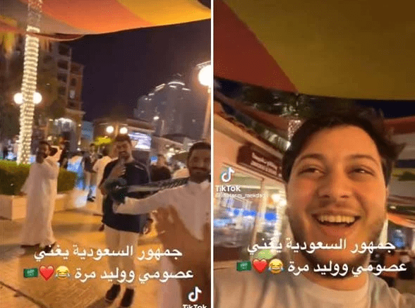 بالفيديو  ..  الجماهير السعودية بقطر تغني عصومي ووليد مع نجم طيور الجنة