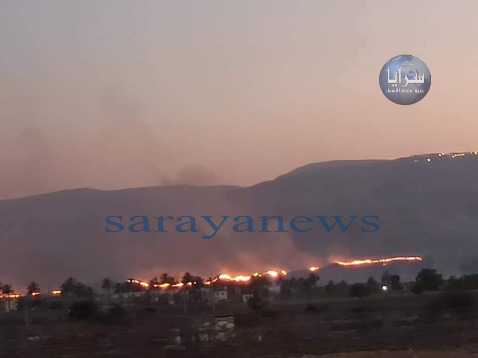بالصور .. الأغوار الشمالية : إجراءات احترازية خشية إمتداد حريق كبير إلى الأراضي الأردنية