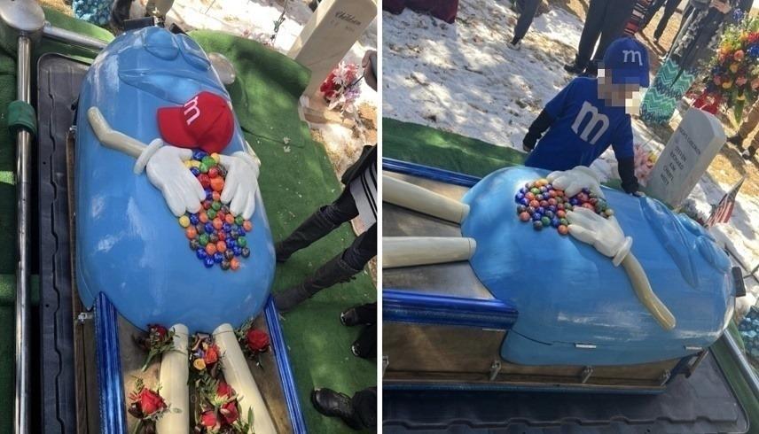 معلمة تدفن في نعش على شكل شوكولاتة M&M