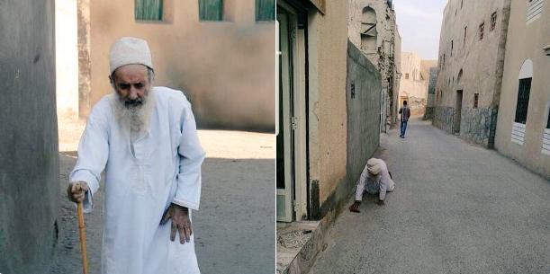 بالصور  ..  وفاة مُسنّ ألهبت صوره وهو يحبوا على ركبتيه ويديه ليصل المسجد مواقع التواصل الاجتماعي 