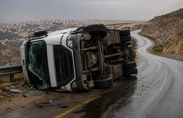 وفاة بحادث سير على طريق عمان التنموي بعد تدهور مركبة شحن
