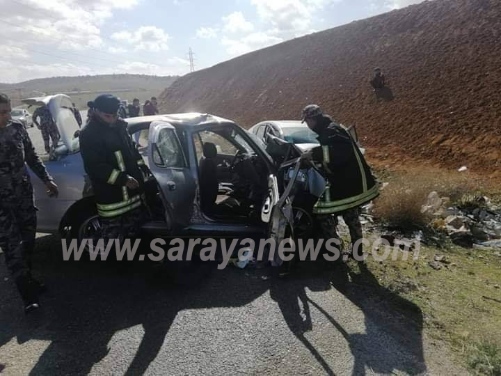 بالصور  ..  اربد: وفاة شاب وإصابة(3) أخرين بحادث تصادم بالقرب من جسر نعيمه