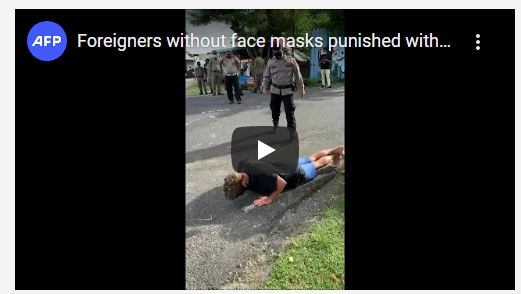 بالفيديو :تمارين الضغط عقوبة سائحين من دون كمامات في بالي