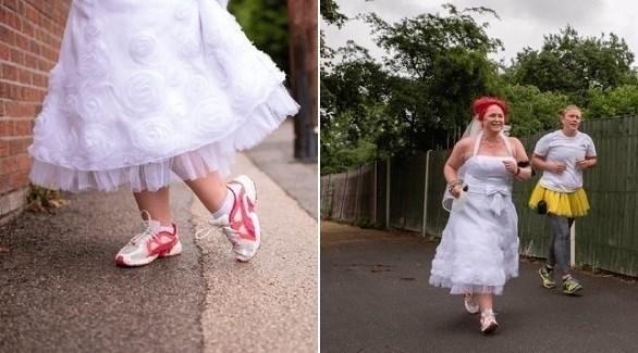 تجري بثوب الزفاف 5 كيلومتر لصالح الأعمال الخيرية