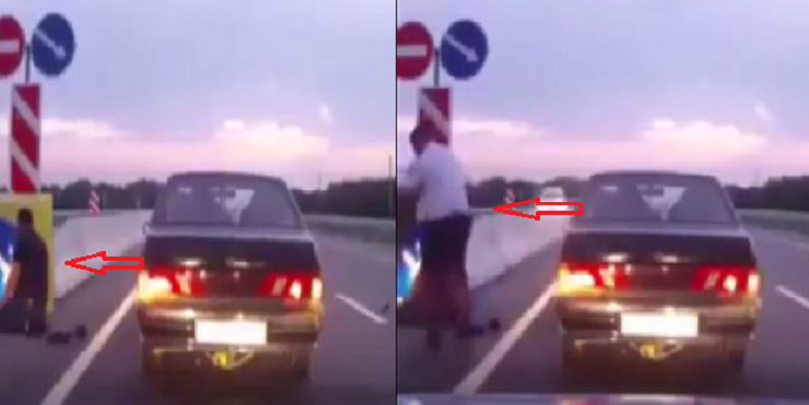 فيديو ..  رجل أوقف سيارته وبدأ يصلي على الطريق السريع!