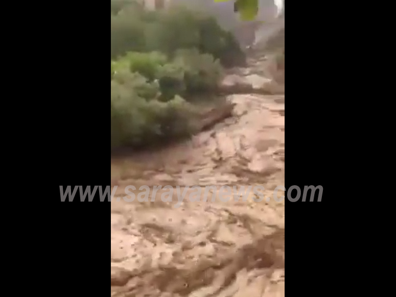بالفيديو  .. سيول جارفة تسببت بخسائر هائلة في شلالات ماعين 