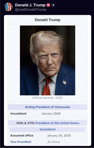 ترمب يعلن نفسه رئيسا مؤقتا لفنزويلا #سرايا 