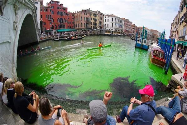 سائل أخضر غريب في «مياه البندقية» ..  والسبب مجهول