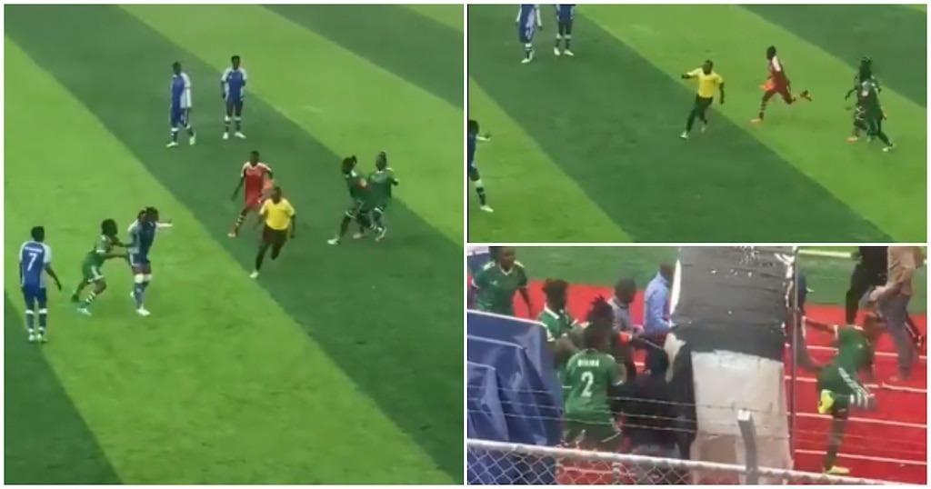 بالفيديو  ..  لاعبات كرة قدم يضربن حكم مباراة