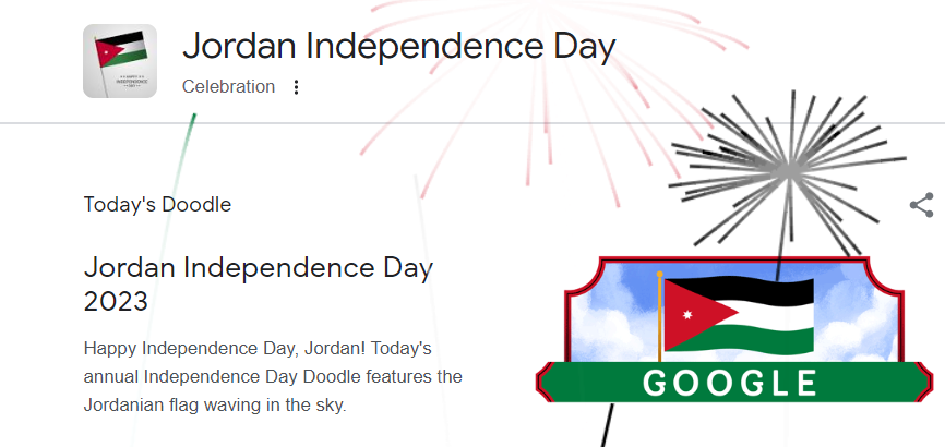"غوغل" يحتفل بعيد استقلال الأردن السابع والسبعين