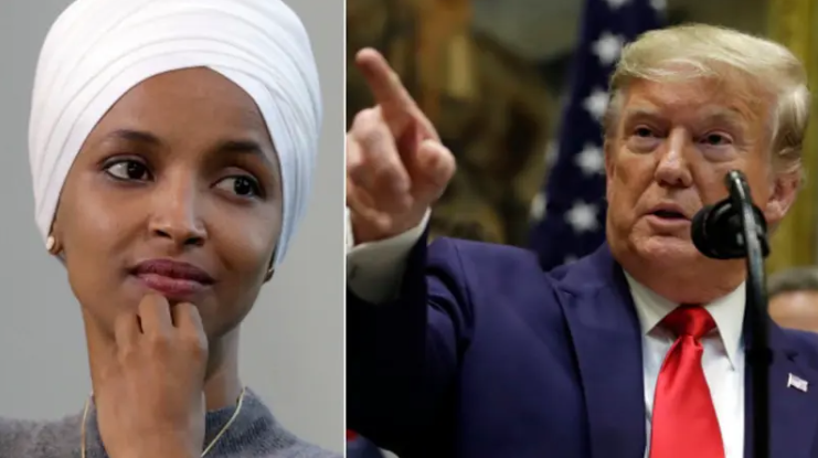   ترامب يشن هجوماً لاذعاً على إلهان عمر ويشكك في قصة رشها بالخل