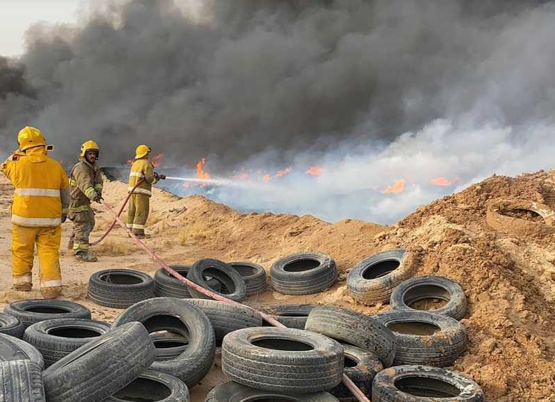 الكويت  ..  الإطفاء السيطرة على حريق الإطارات ..  ولا إصابات