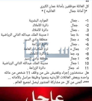 تعيين 11 اخًا في أمانة عمّان الكبرى  ..  ومصدر لسرايا: ما يتم تداوله قديم ووقع منذ سنوات 