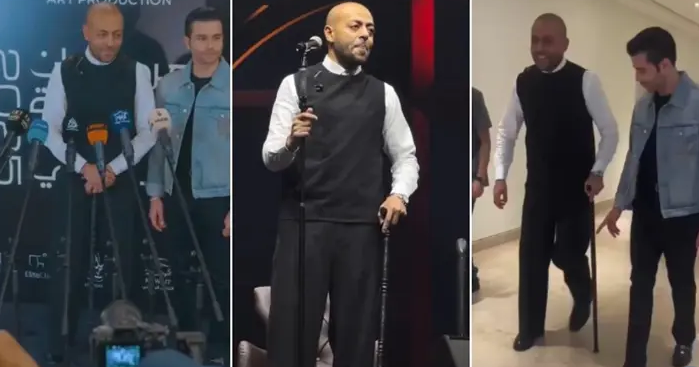 تامر عاشور يثير قلق جمهوره بسبب "العكاز"