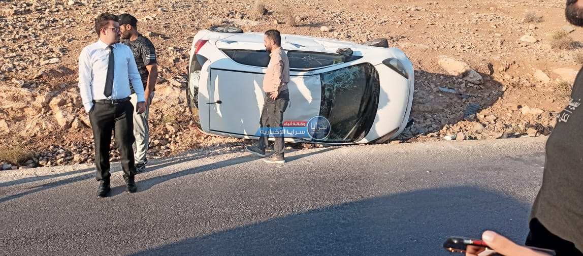 عدسة سرايا ترصد انقلاب مركبة على طريق بيرين في الزرقاء 