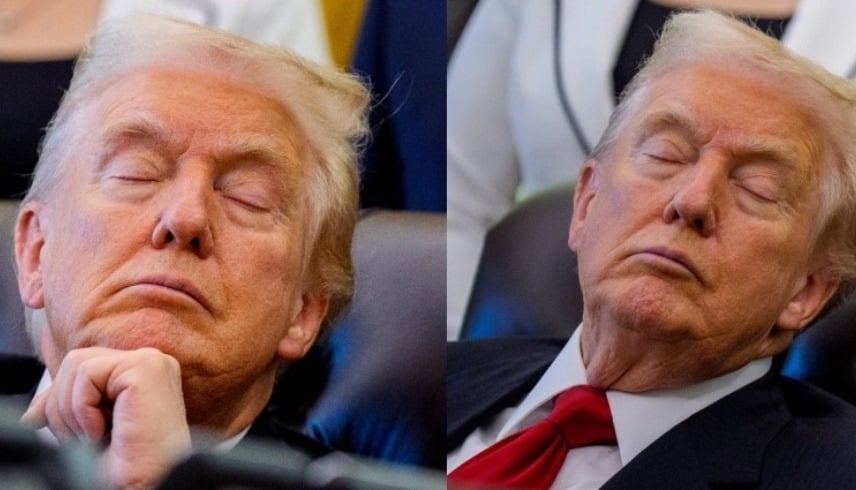 ترامب يغفو أثناء مؤتمر صحافي بالبيت الأبيض ..  فيديو يثير ضجة عالمية  ..  شاهد