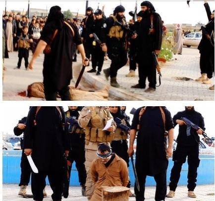 بالصور : داعش يرجم رجلاً وامرأة بتهمة "الزنا" ويقطع رأس مشعوذ