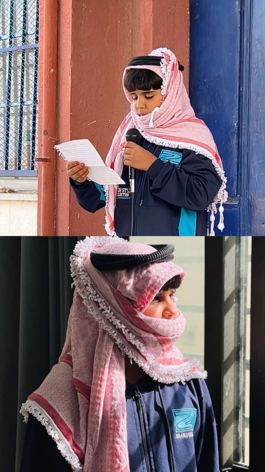 طالب في المفرق يعبّر عن حزنه وغضبه إزاء أحداث الكرك بقلب الشماغ الأردني