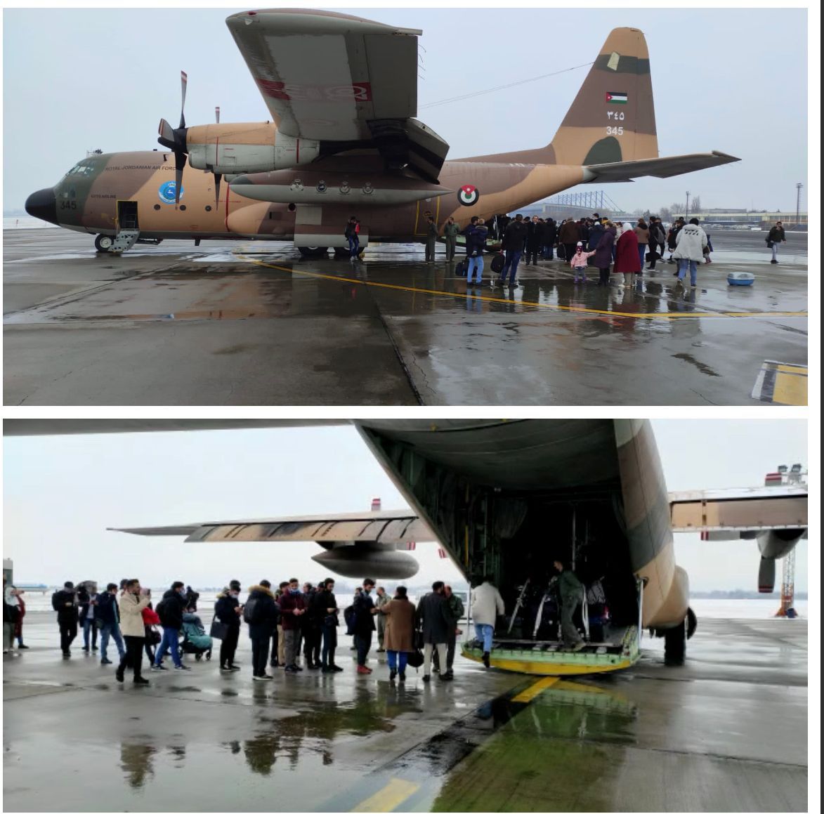 طائرة إخلاء المواطنين الأردنيين القادمين من أوكرانيا عبر رومانيا في طريقها إلى الأردن