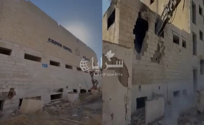 بعد سنوات من الجدل ..  بدء هدم "فندق كراون" في شارع الإذاعة والتلفزيون