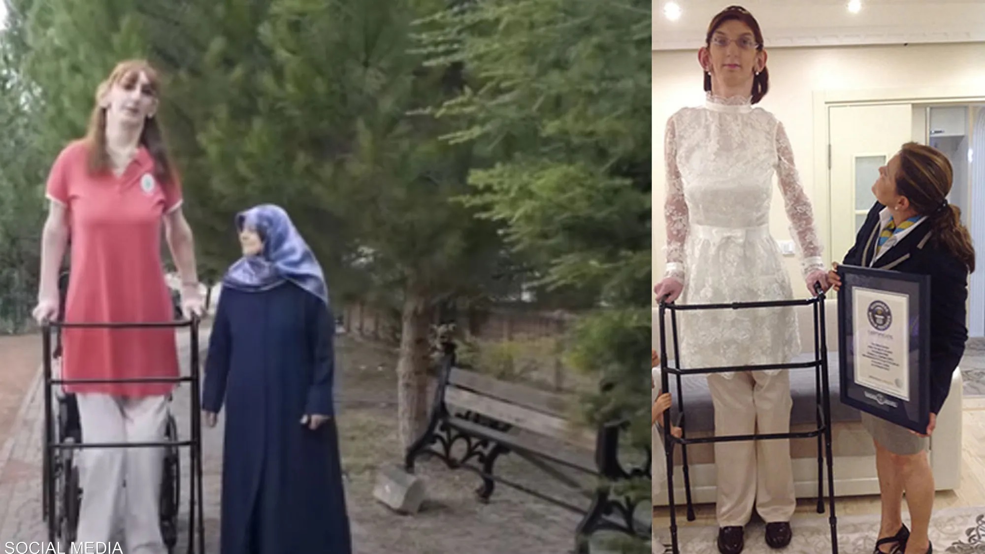 أطول امرأة في العالم تسافر جواً لأول مرة في حياتها  ..  صور 