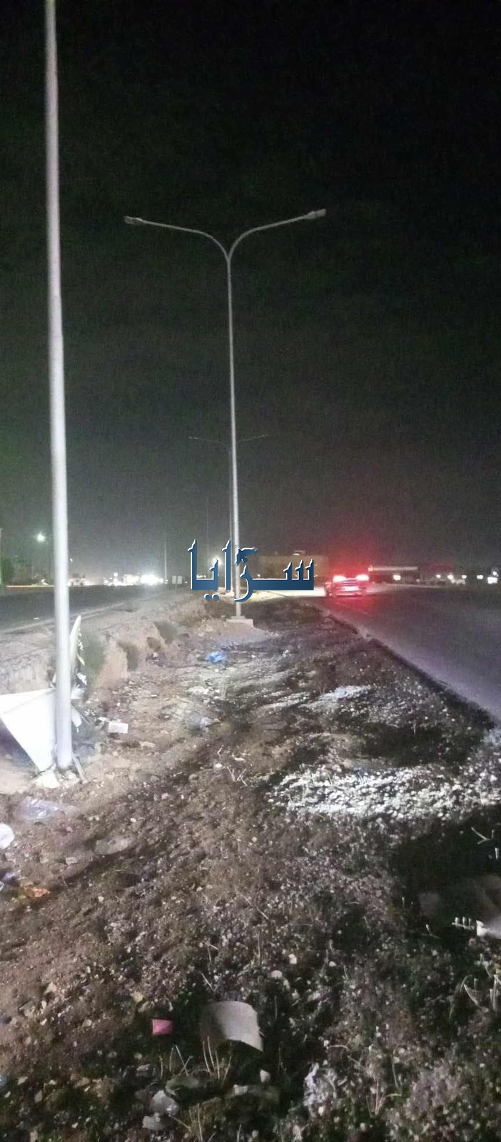 بالصور ..  إنارة طريق المفرق - إربد معطلة ومخاوف من وقوع حوادث