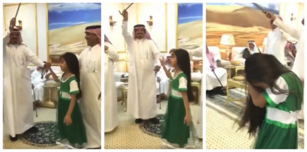 بالفيديو ..  والصور ..  طفلة سعودية تعرضت لضربة "سيف" بالخطأ ..  فعوضها شيخ سعودي بمبلغ خيالي