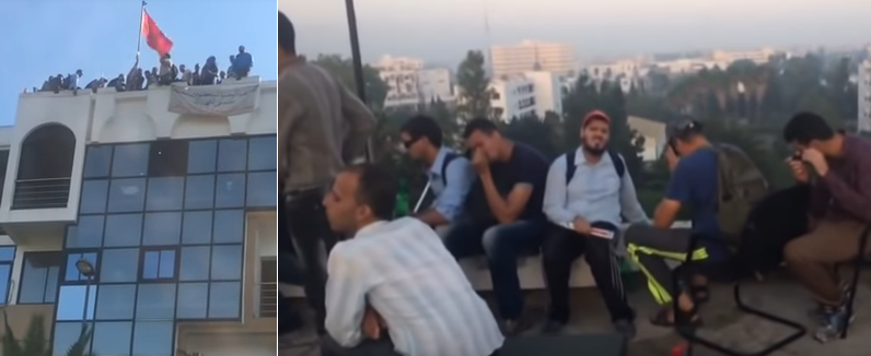 بالفيديو  ..  (45) مكفوفاً ويهدّدون بالانتحار من فوق السطح في المغرب 