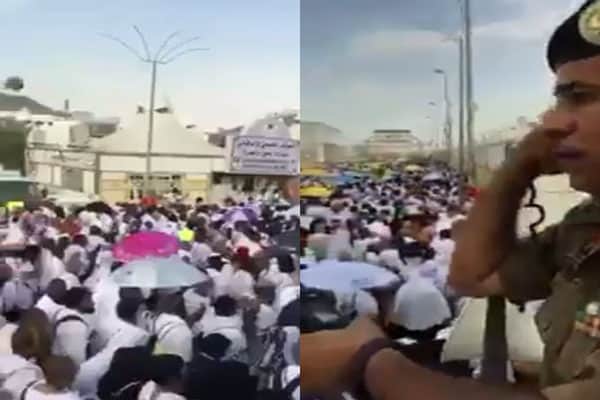 بطريقة عفوية وذكية ..  شاهد كيف أدار رجل الأمن حواره مع الحجاج رغم كثرة عددهم!