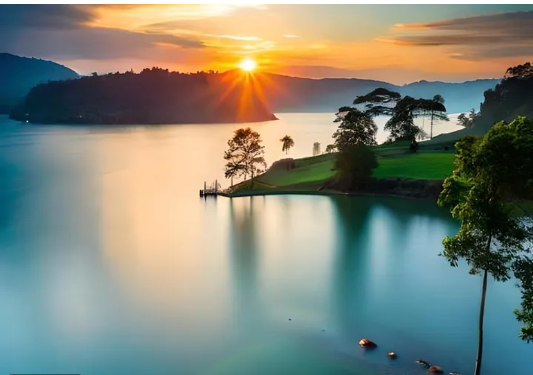 شروق بحيرة توبا بإندونيسيا: هدوء وروعة الطبيعة الاستوائية