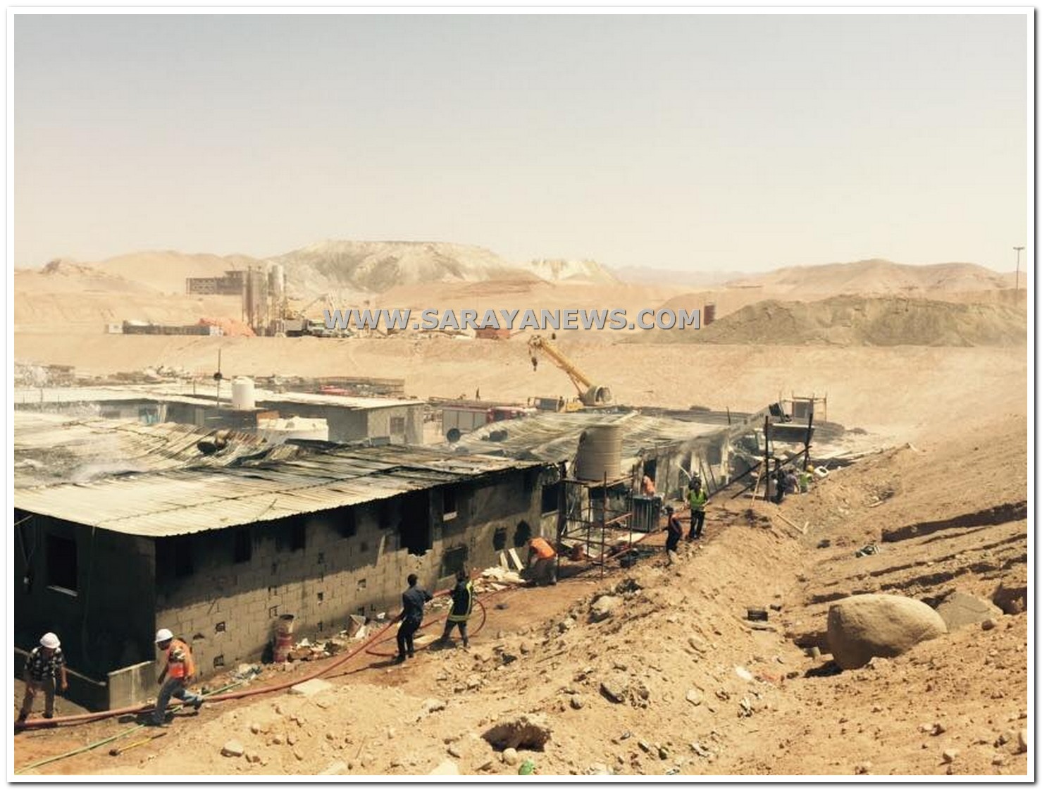 بالصور حريق يلتهم خمس كرفانات في ميناء العقبة الجديد