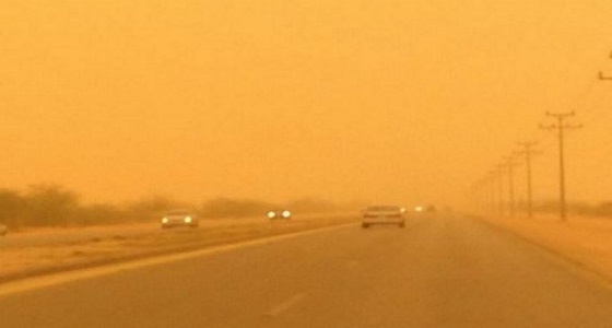 البادية الشرقيه تشهد امطار وغبار كثيف ..  وقوات البادية تحذر السائقين 