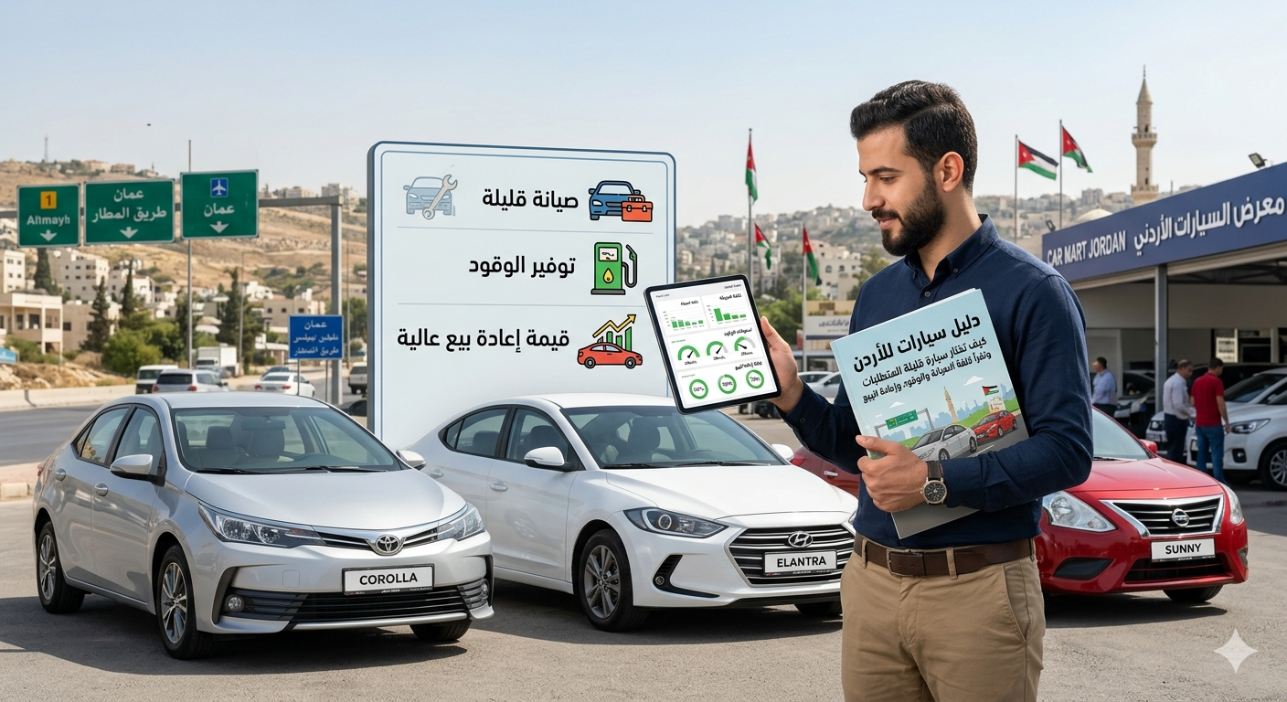 دليل سيارات للأردن: كيف تختار سيارة قليلة المتطلبات وتقرأ كلفة الصيانة والوقود وإعادة البيع