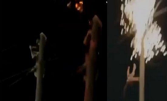 بالفيديو ..  شاب يتعرض لصعقة قاتلة لاستعراض شجاعته