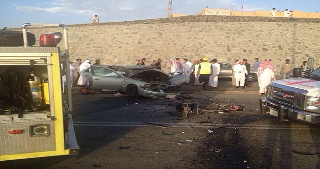 وفاة شخص وجرح 5 آخرين في حادث تصادم بالمندق السعودية 
