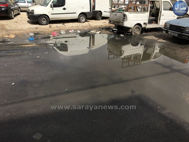 بالفيديو و الصور  ..  مياه عادمة تحول شارع الى مكرهة صحية في بيادر وادي السير 
