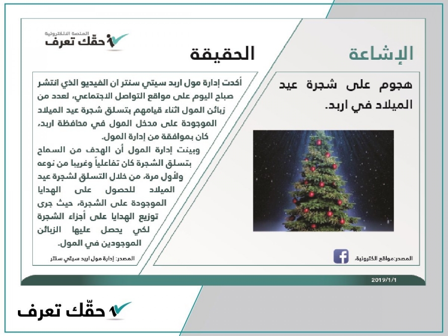 هذه حقيقة الهجوم على شجرة عيد الميلاد في اربد