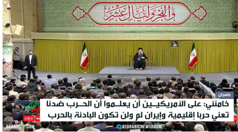 خامنئي: الهجوم علينا يعني حربا إقليمية