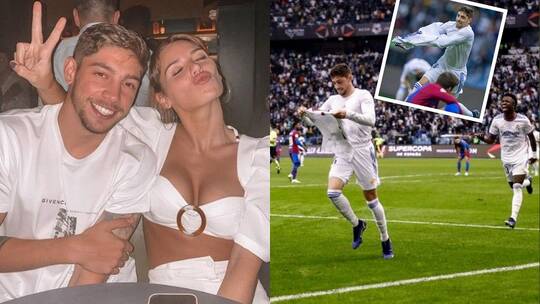 شاهد ..  زوجة نجم ريال مدريد تكشف كيف حفزته على تسجيل هدف بشباك برشلونة في السعودية