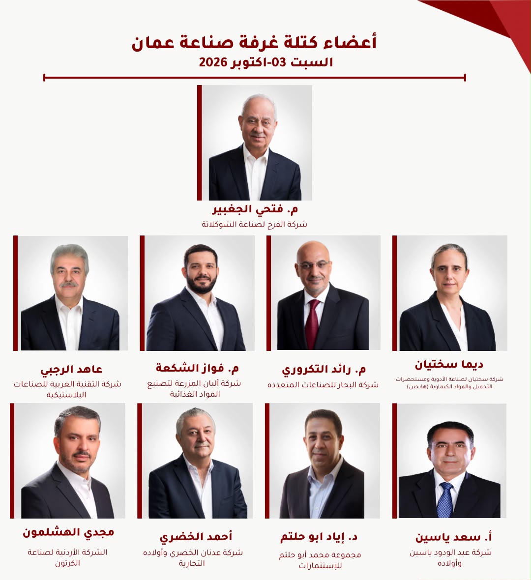 الجغبير يدعو الهيئة العامة للتصويت في انتخابات غرفة صناعة عمان