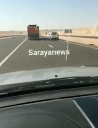 بالفيديو  ..  شاحنة تسير بسرعة (150) كيلومتر على الطريق الصحراوي 