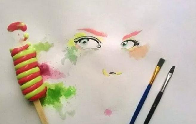 بالصور ..  موهوب عراقي يرسم بالآيسكريم!